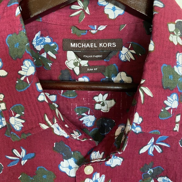 Michael Kors raspberry colored floral shirt - Picture 5 of 7